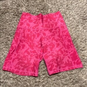 Women's Red Patterned Bike Shorts